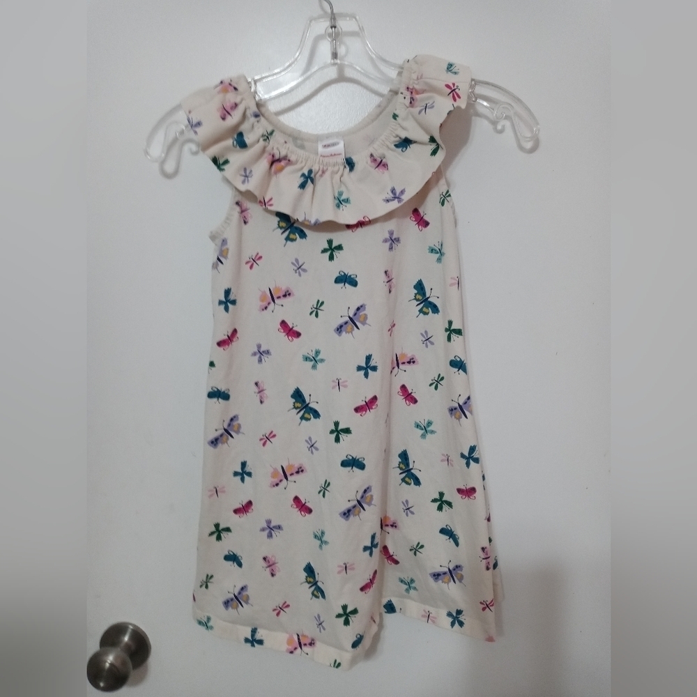 Hanna Andersson Girls 6-7 Sleeveless Butterfly Dragonfly Dress Ruffle Collar